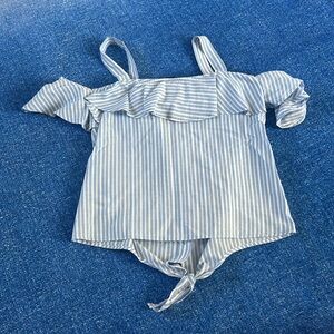 Plaid blue ruffle shirt